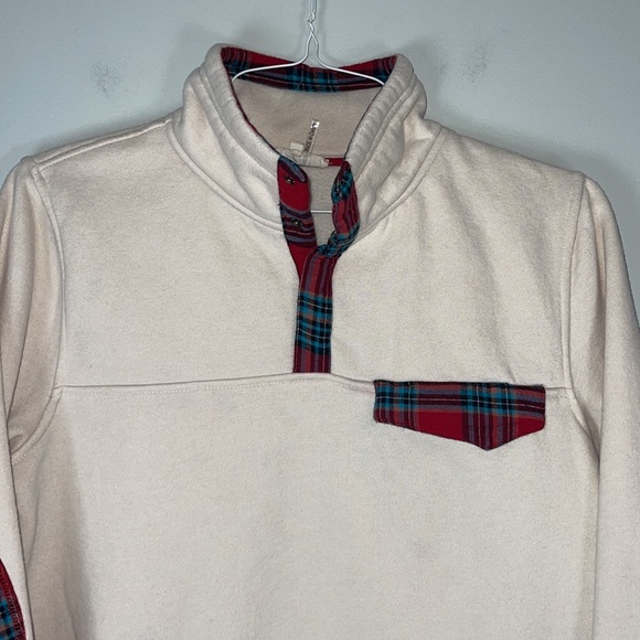 Entro Medium Cream Pullover red plaid - Picture 2 of 5